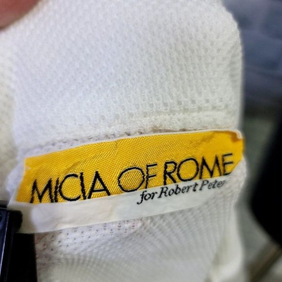 Vintage 60s Micia of Rome Robert Peters White Waffle Knit Polyester Mod Dress - Picture 9 of 10